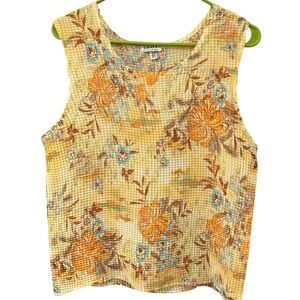 Sheer y2k crinkle pleated floral top, petite XL
